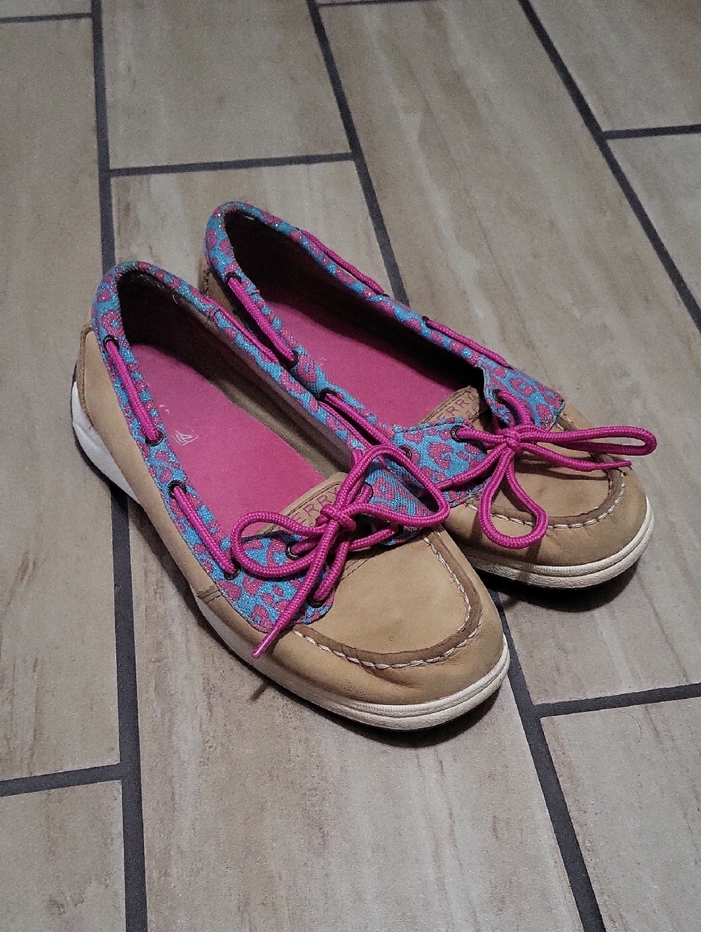 Sperry Tan and Pink Women's Slip-On Boat Loafers